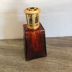 1950s Amber Glass Fragrance Lamp with Gold Top